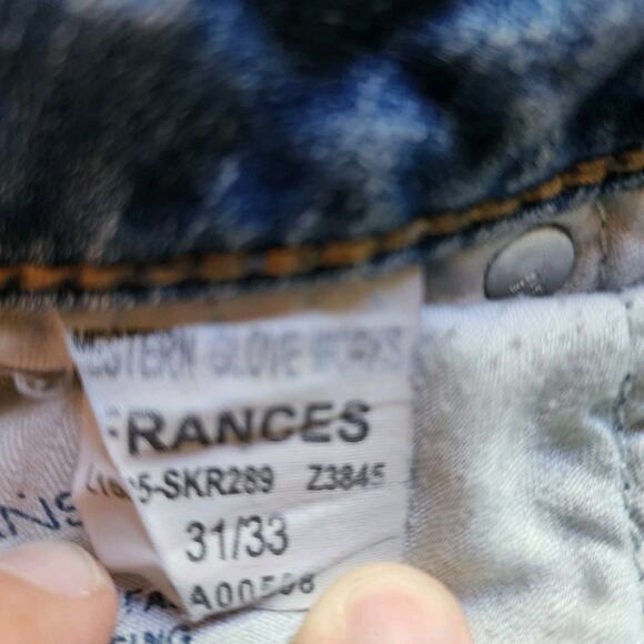 Silver Jeans Womens Size 31x33 Frances Distressed Patched Light Blue Low Rise - Picture 11 of 12